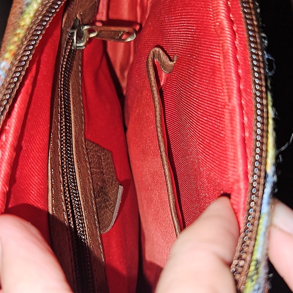 BNWOT RRP £50 genuine leather & tartan tweed crossbody bag satchel never used - Picture 9 of 14